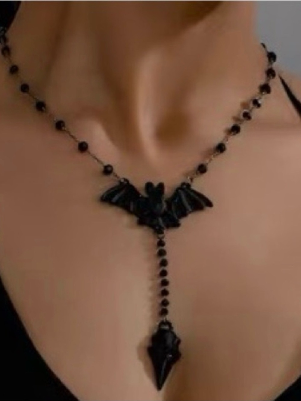 Black Bat Y-Necklace for Women - Gothic Statement Jewelry